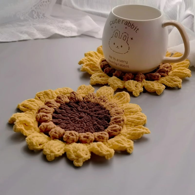 Beginner-Friendly Sunflower Coaster DIY Crochet Kit